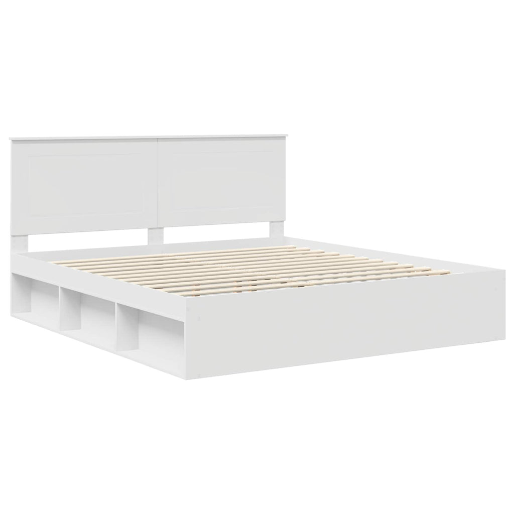 vidaXL Ramka łóżka Z zagłówkiem Biały 180 x 200 cm Lite drewno sosnowe