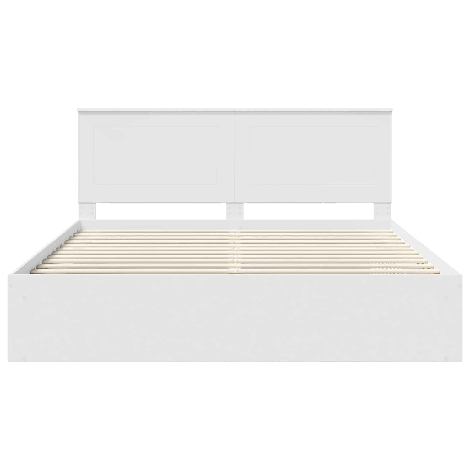 vidaXL Ramka łóżka Z zagłówkiem Biały 180 x 200 cm Lite drewno sosnowe