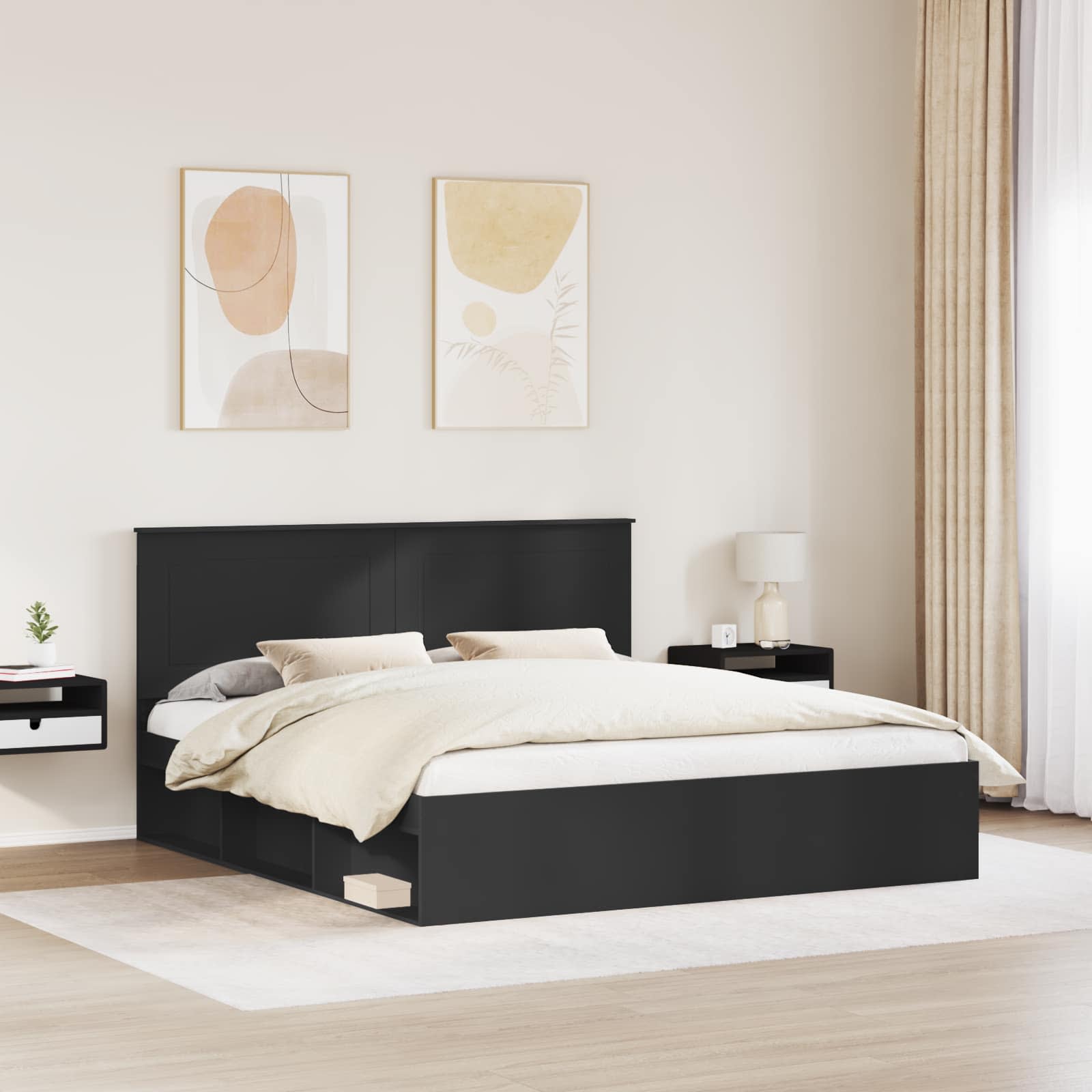vidaXL Ramka łóżka Czarny 180 x 200 cm Lite drewno sosnowe