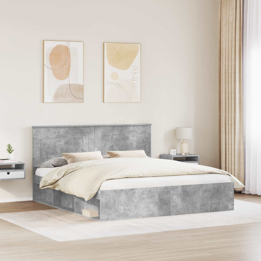 vidaXL Ramka łóżka Betonowy 180 x 200 cm Lite drewno sosnowe
