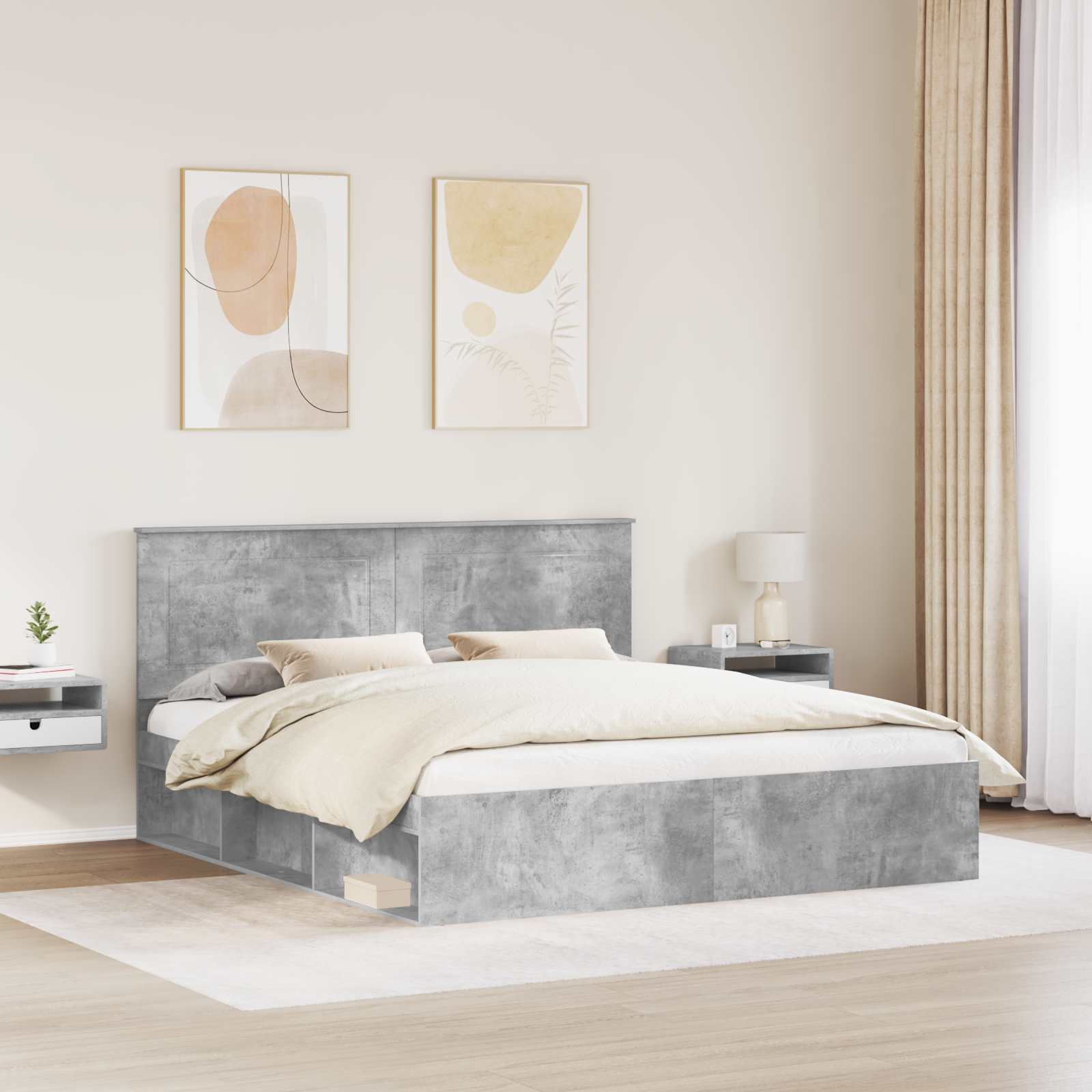 vidaXL Ramka łóżka Betonowy 180 x 200 cm Lite drewno sosnowe