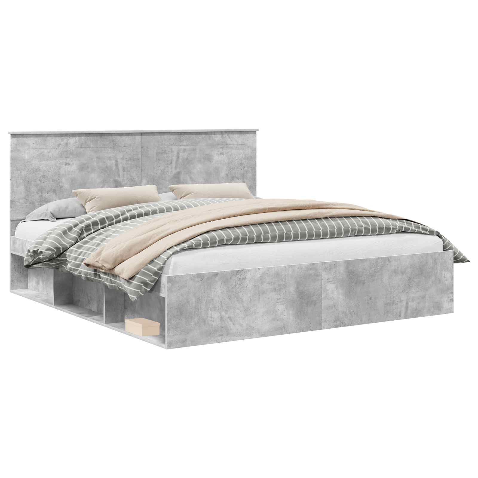 vidaXL Ramka łóżka Betonowy 180 x 200 cm Lite drewno sosnowe