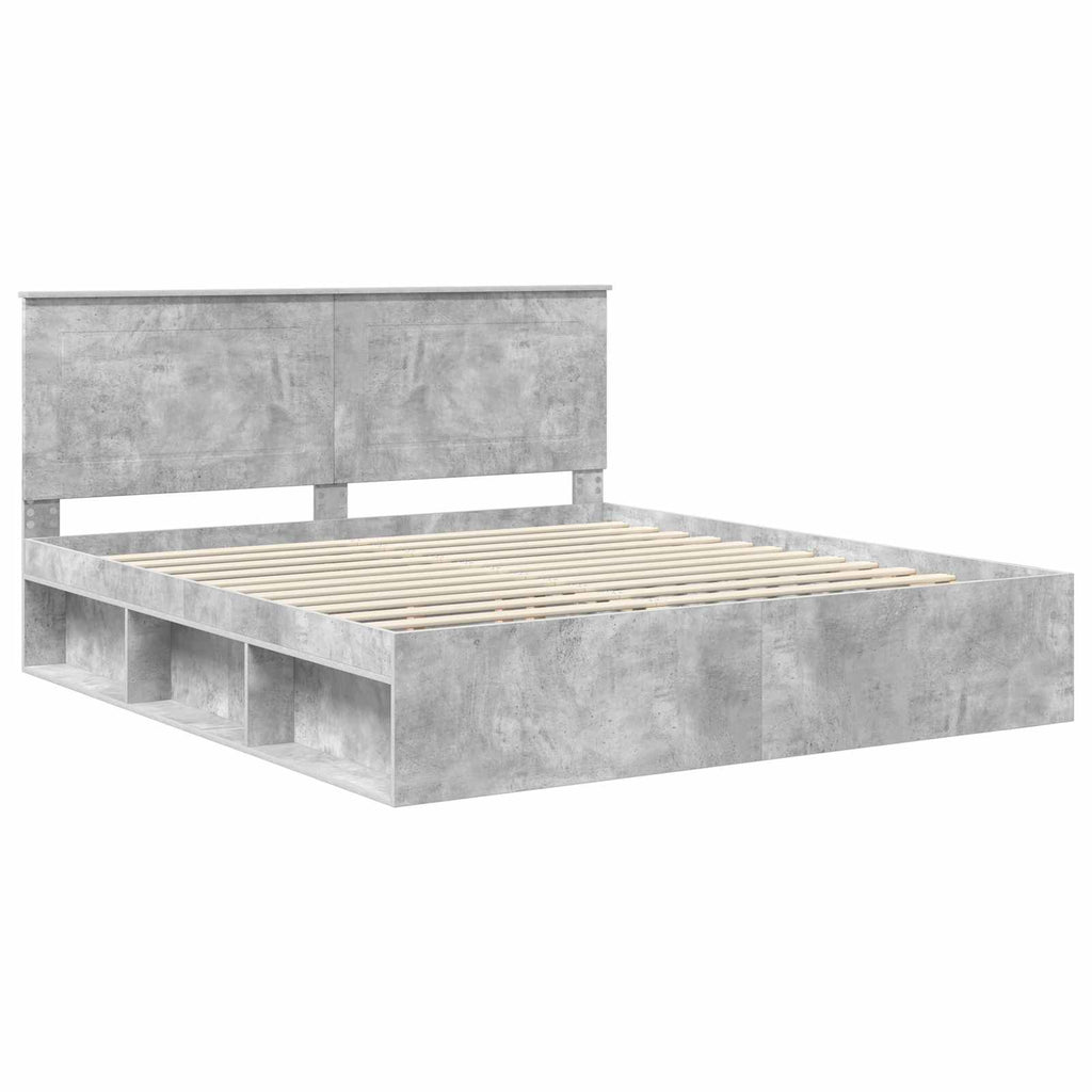 vidaXL Ramka łóżka Betonowy 180 x 200 cm Lite drewno sosnowe