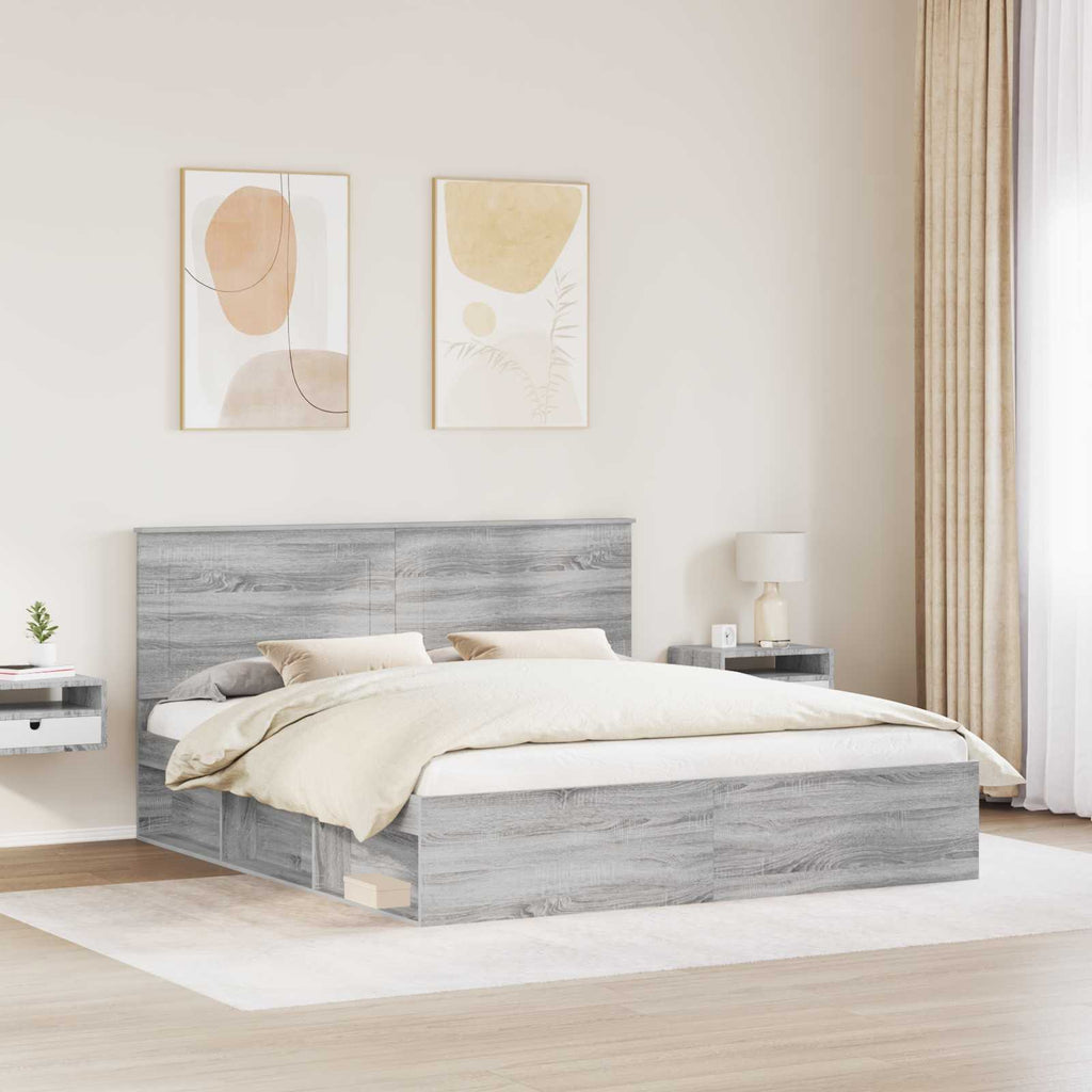 vidaXL Ramka łóżka Szary Sonoma 180 x 200 cm Lite drewno sosnowe