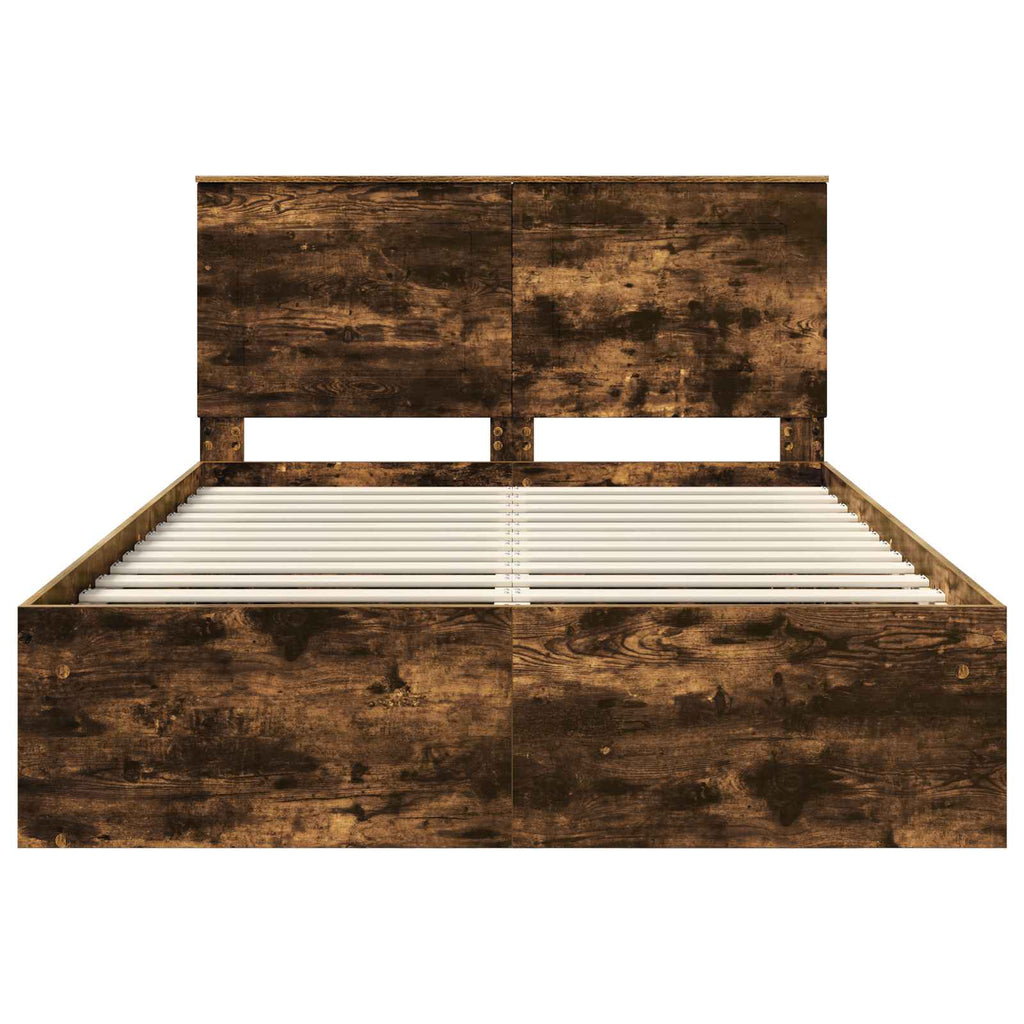 vidaXL Ramka łóżka Dąb wędzony 160 x 200 cm Lite drewno sosnowe
