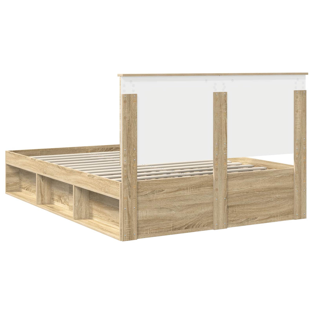 vidaXL Ramka łóżka Dąb Sonoma 150 x 200 cm Lite drewno sosnowe
