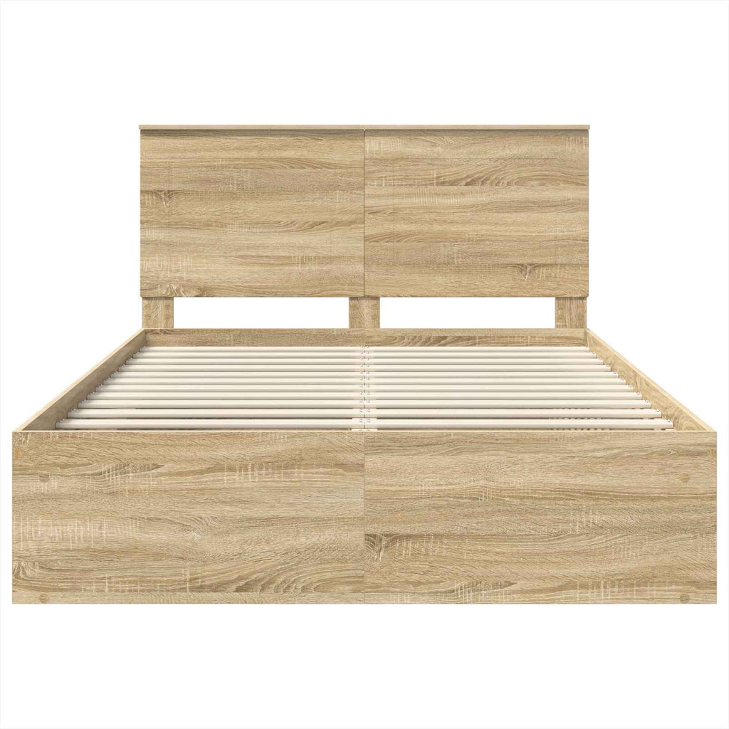 vidaXL Ramka łóżka Dąb Sonoma 150 x 200 cm Lite drewno sosnowe
