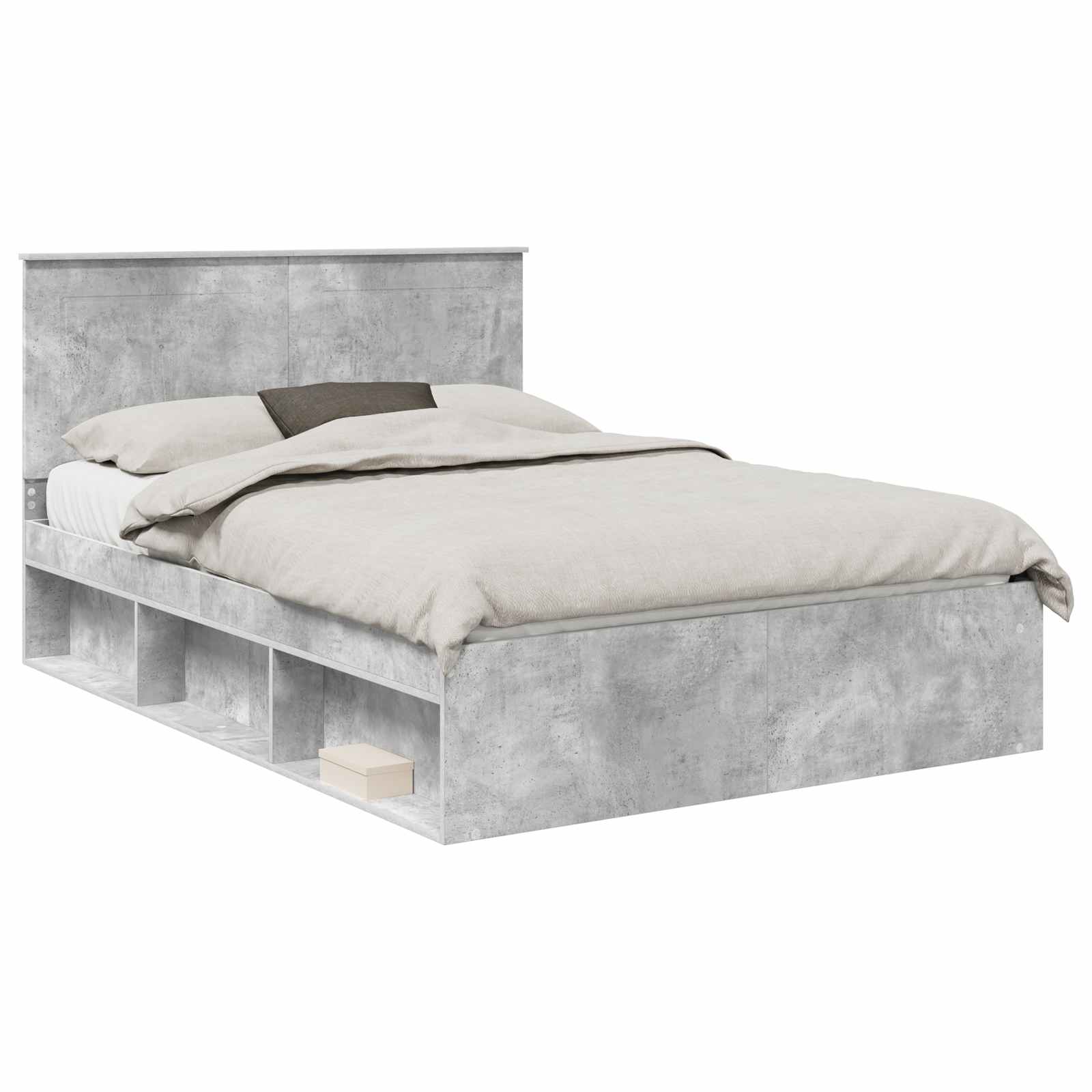 vidaXL Ramka łóżka Szary beton 150 x 200 cm Lite drewno sosnowe