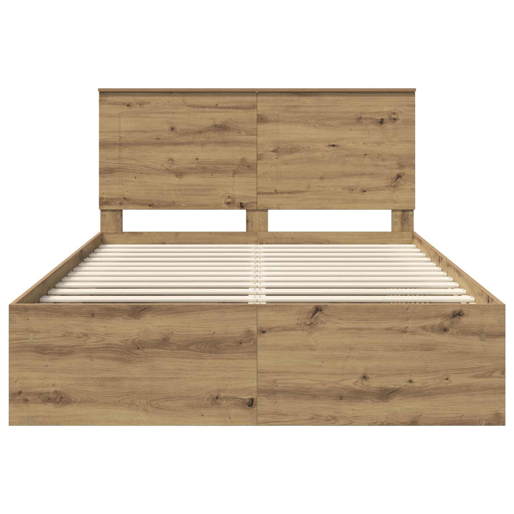 vidaXL Ramka łóżka Dąb rzemieślniczy 150 x 200 cm Lite drewno sosnowe