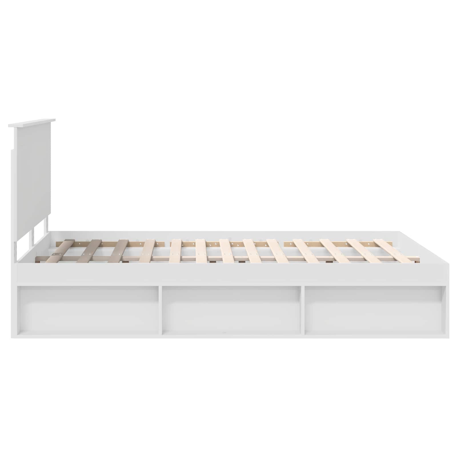 vidaXL Ramka łóżka Z zagłówkiem Biały 140 x 190 cm Lite drewno sosnowe