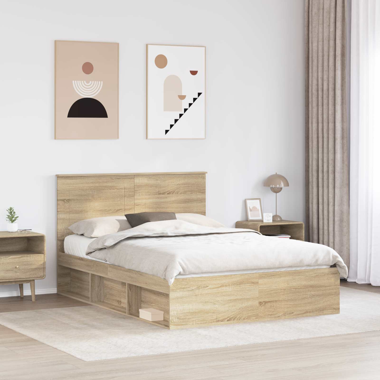 vidaXL Ramka łóżka Sonoma 140 x 190 cm Lite drewno sosnowe