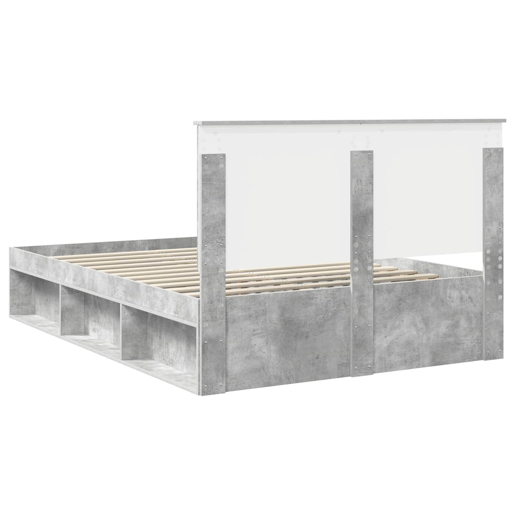 vidaXL Ramka łóżka Betonowy 140 x 190 cm Lite drewno sosnowe