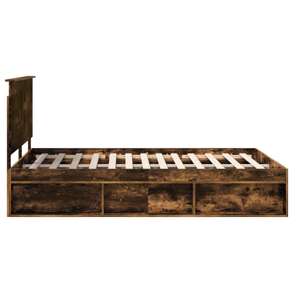 vidaXL Ramka łóżka Dąb wędzony 140 x 190 cm Lite drewno sosnowe