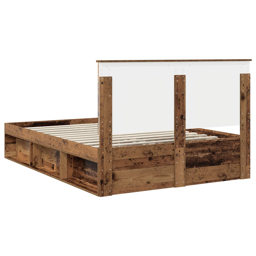 vidaXL Ramka łóżka Stare drewno 140 x 190 cm Lite drewno sosnowe