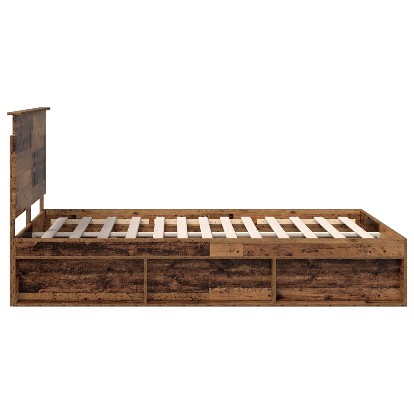 vidaXL Ramka łóżka Stare drewno 140 x 190 cm Lite drewno sosnowe