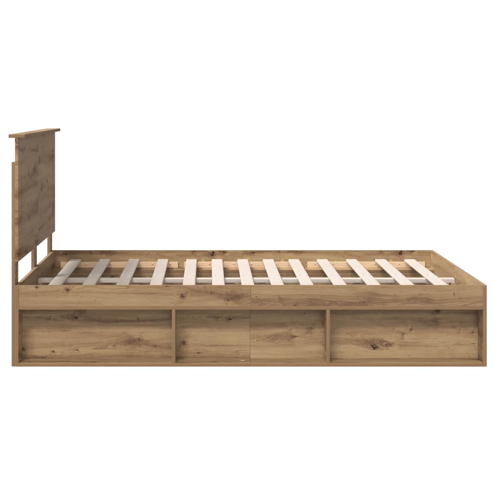 vidaXL Ramka łóżka Dąb rzemieślniczy 140 x 190 cm Lite drewno sosnowe