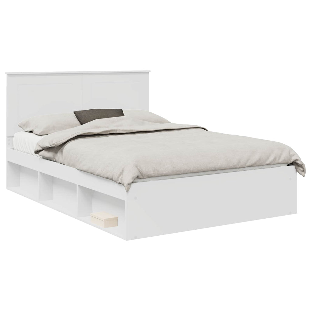 vidaXL Ramka łóżka Z zagłówkiem Biały 140 x 200 cm Lite drewno sosnowe