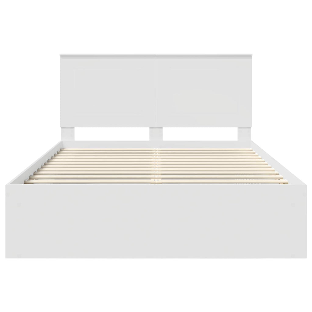 vidaXL Ramka łóżka Z zagłówkiem Biały 140 x 200 cm Lite drewno sosnowe