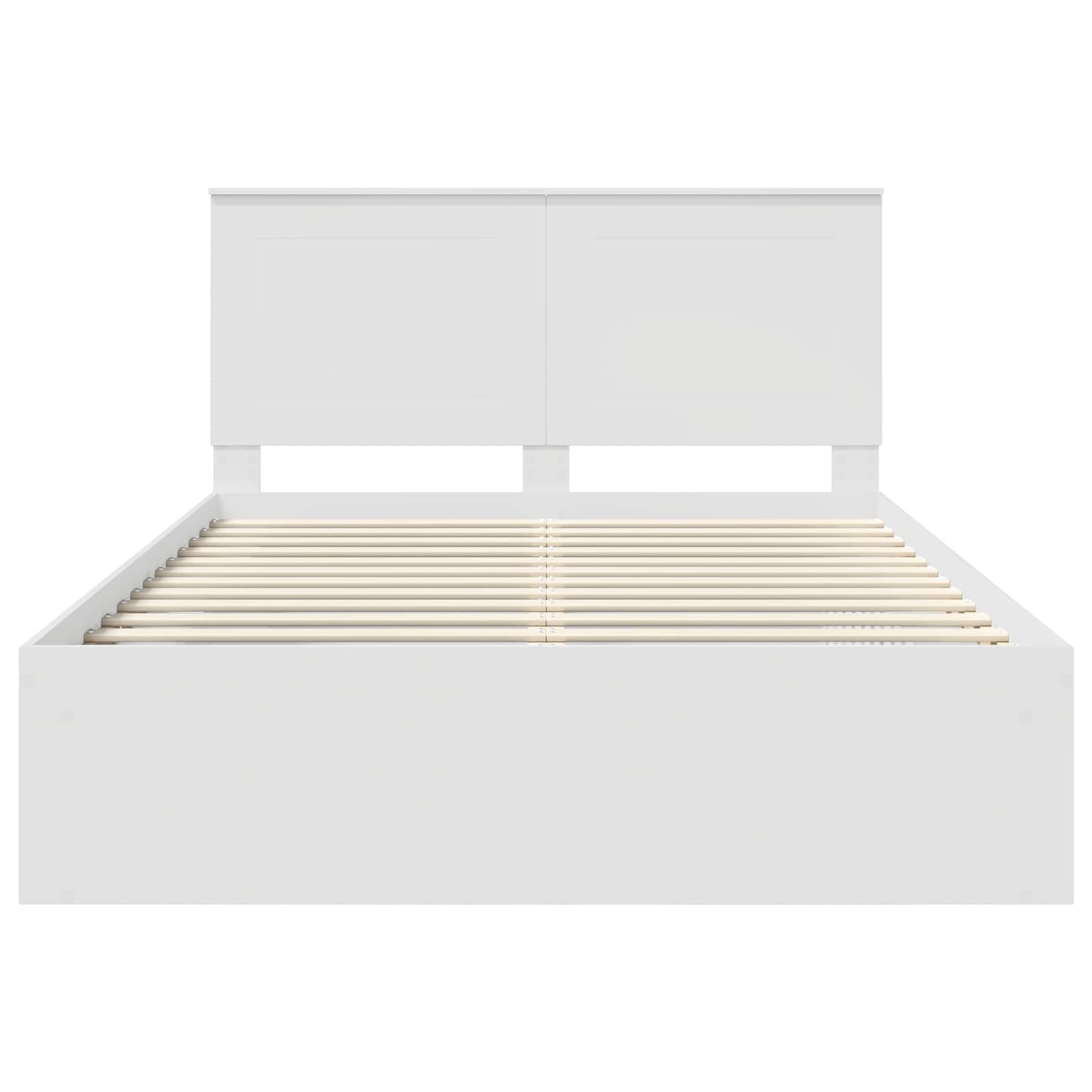 vidaXL Ramka łóżka Z zagłówkiem Biały 140 x 200 cm Lite drewno sosnowe
