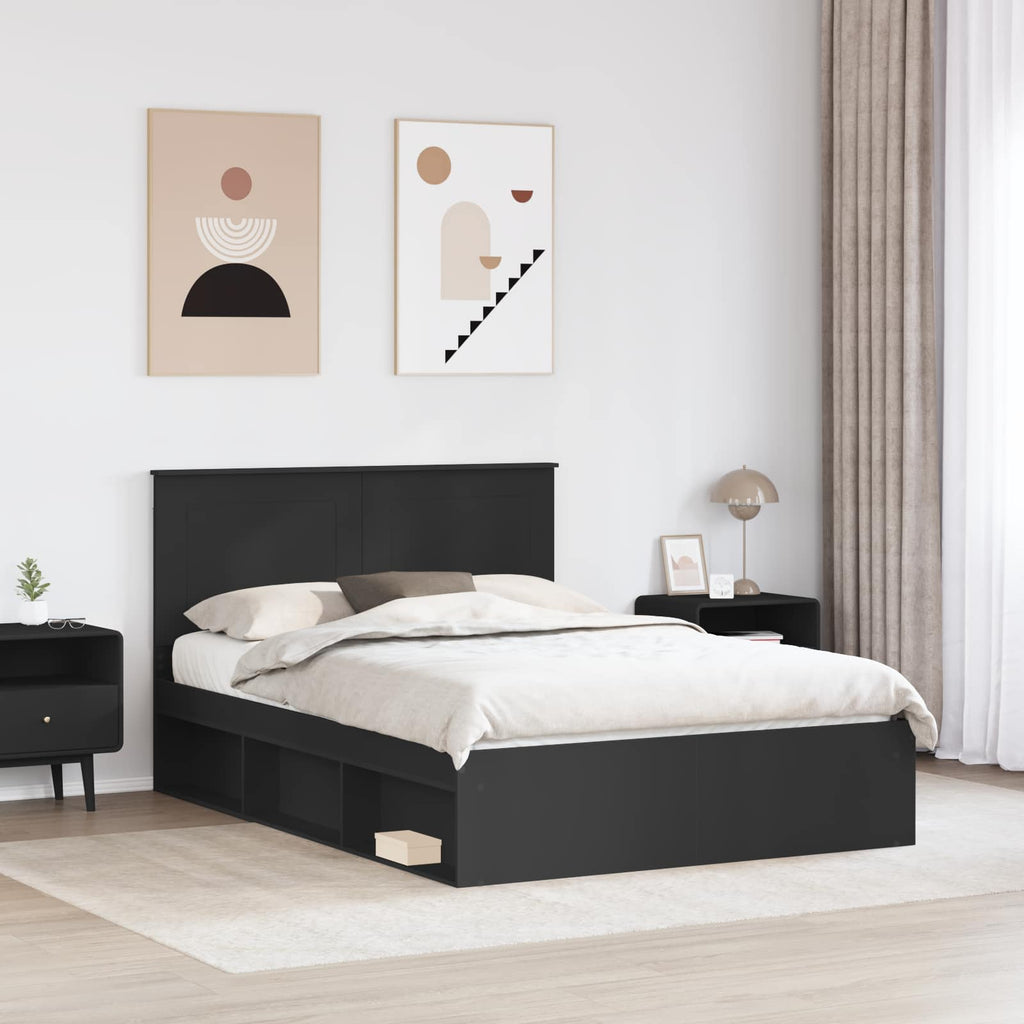 vidaXL Ramka łóżka Czarny 140 x 200 cm Lite drewno sosnowe