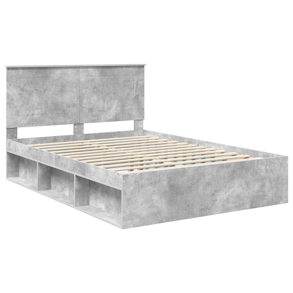 vidaXL Ramka łóżka Betonowy 140 x 200 cm Lite drewno sosnowe