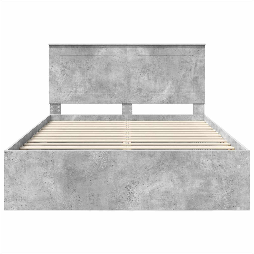 vidaXL Ramka łóżka Betonowy 140 x 200 cm Lite drewno sosnowe