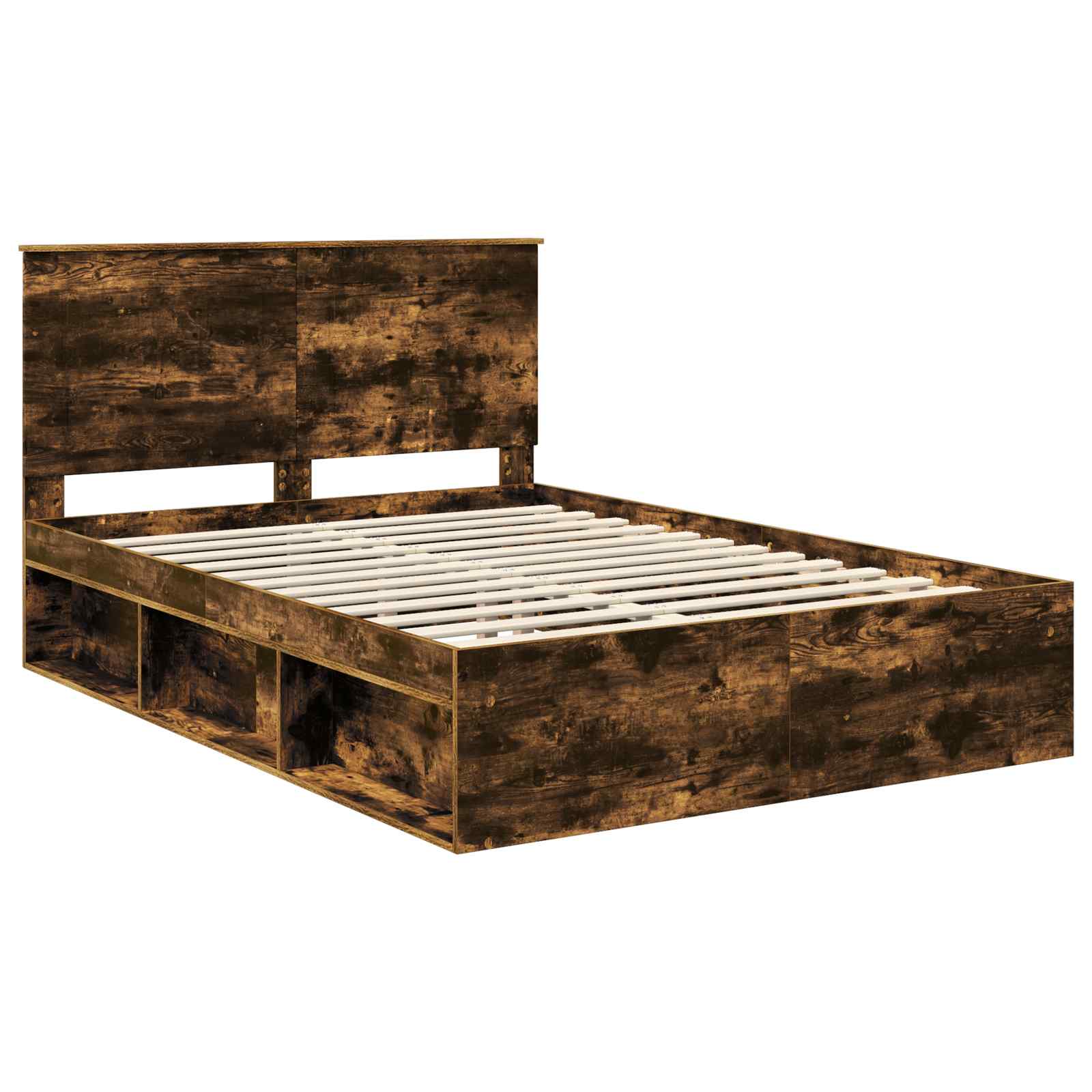 vidaXL Ramka łóżka Dąb wędzony 140 x 200 cm Lite drewno sosnowe