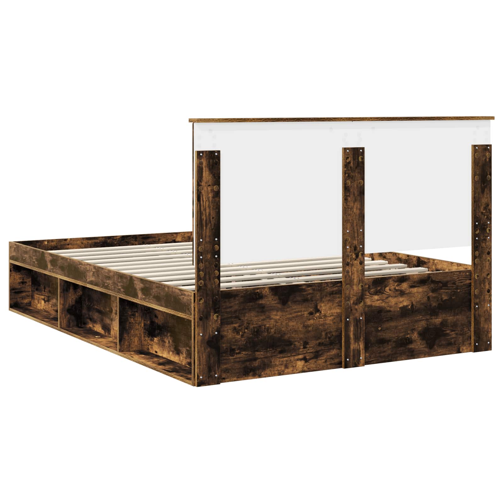 vidaXL Ramka łóżka Dąb wędzony 140 x 200 cm Lite drewno sosnowe