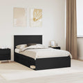 vidaXL Ramka łóżka z szufladą Czarny 135 x 190 cm Lite drewno sosnowe