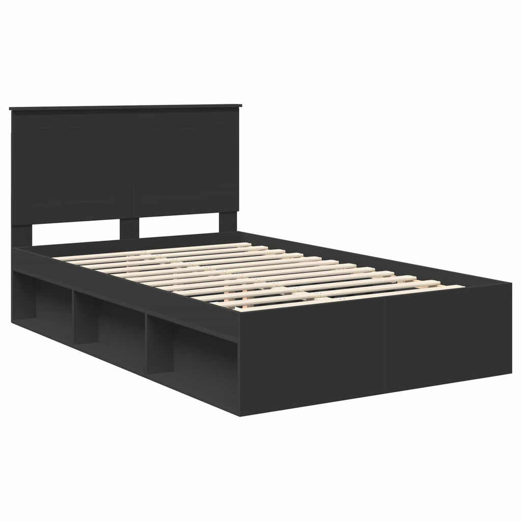 vidaXL Ramka łóżka z szufladą Czarny 135 x 190 cm Lite drewno sosnowe