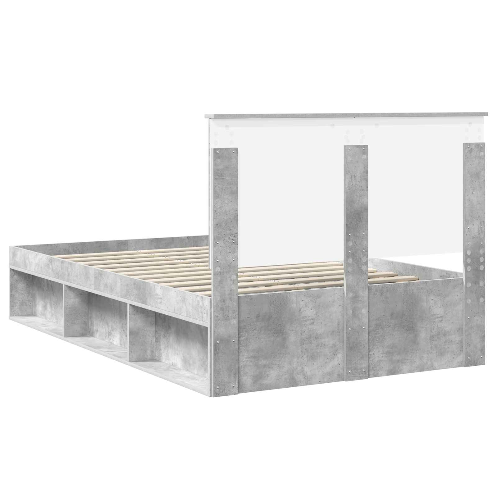 vidaXL Ramka łóżka Szary beton 135 x 190 cm Lite drewno sosnowe