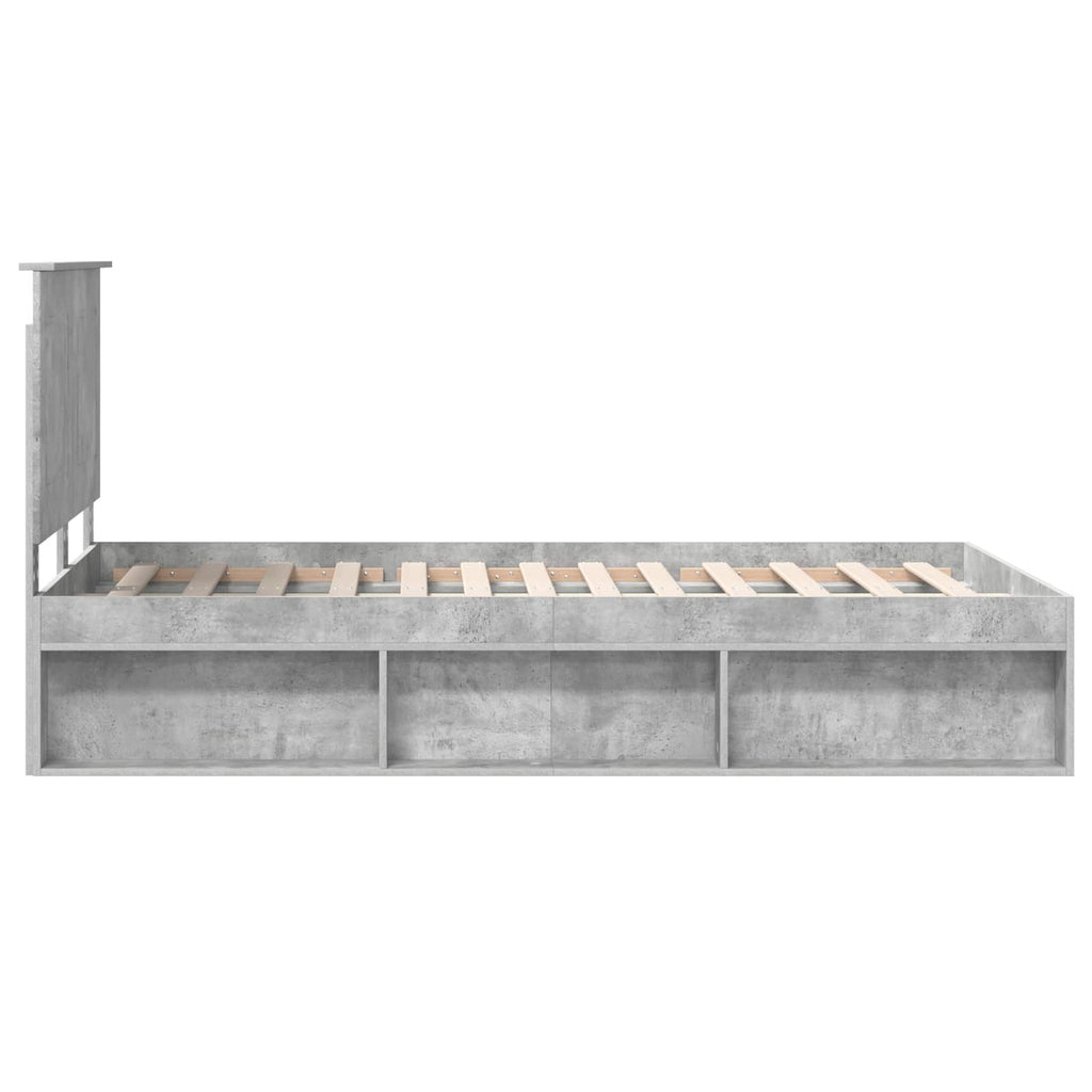 vidaXL Ramka łóżka Szary beton 135 x 190 cm Lite drewno sosnowe