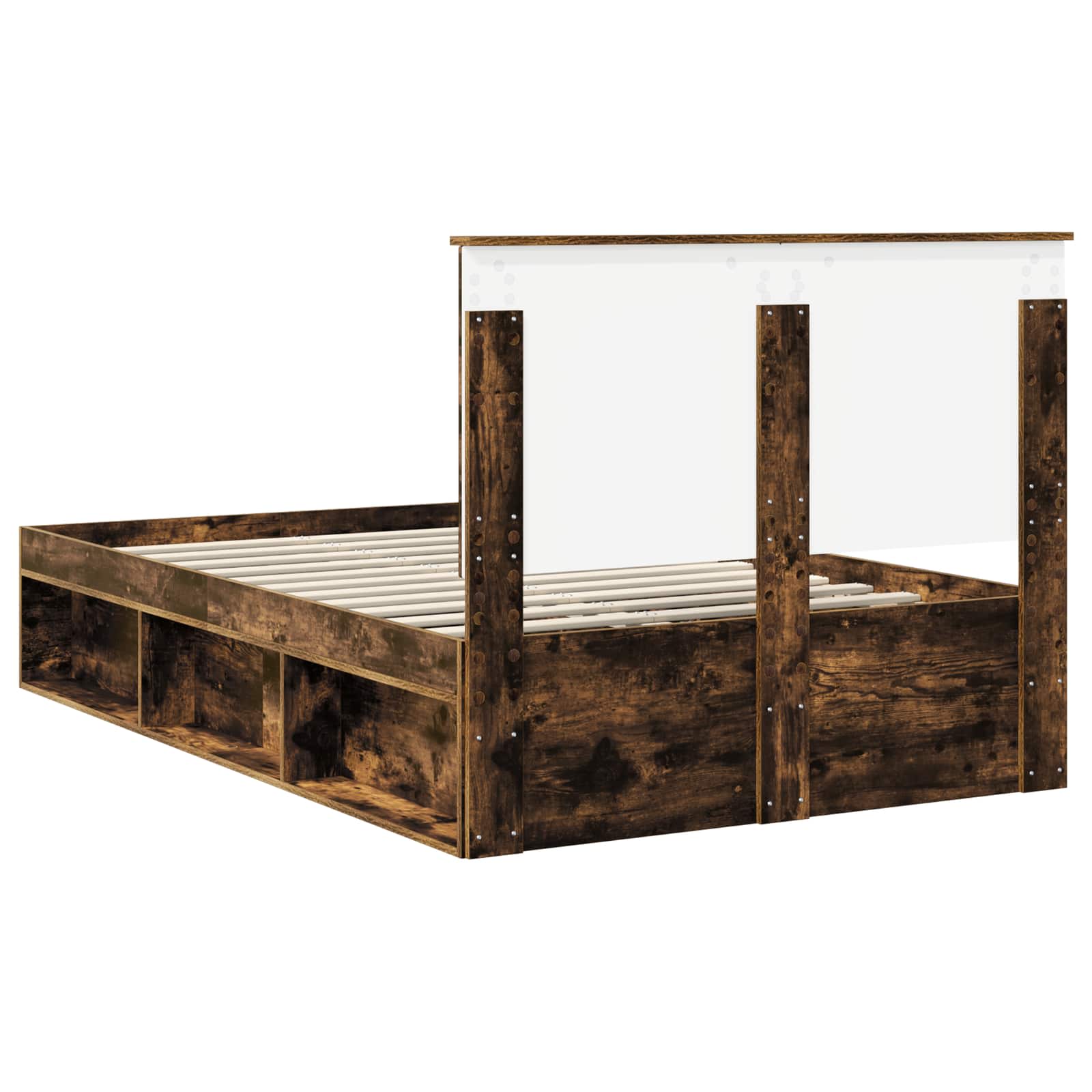 vidaXL Ramka łóżka Dąb wędzony 135 x 190 cm Lite drewno sosnowe