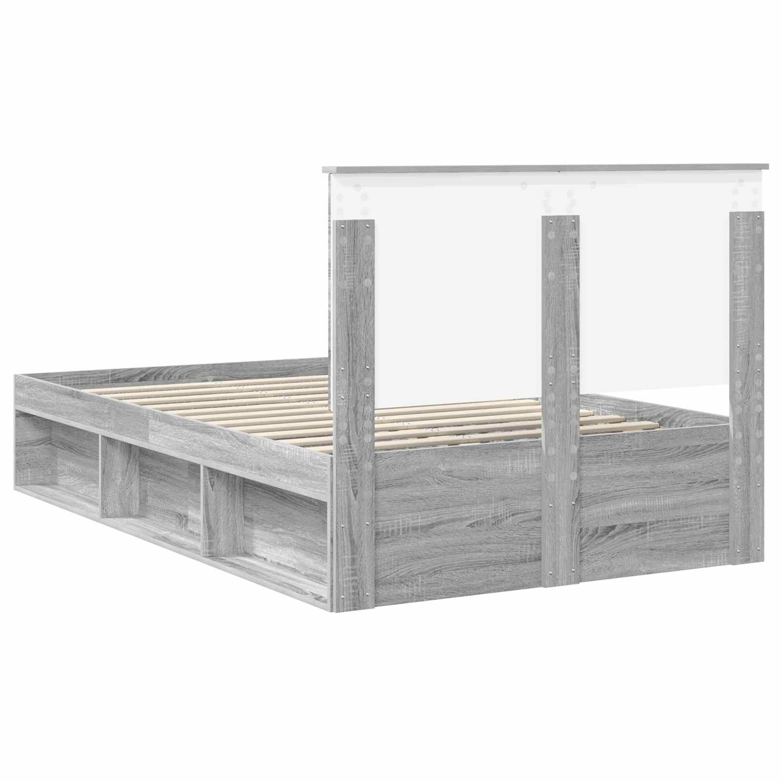 vidaXL Ramka łóżka Szary Sonoma 135 x 190 cm Lite drewno sosnowe