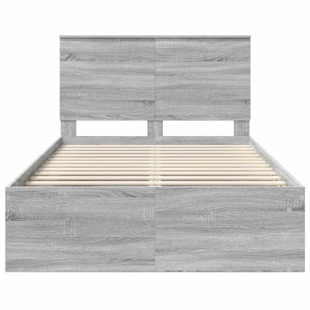 vidaXL Ramka łóżka Szary Sonoma 135 x 190 cm Lite drewno sosnowe