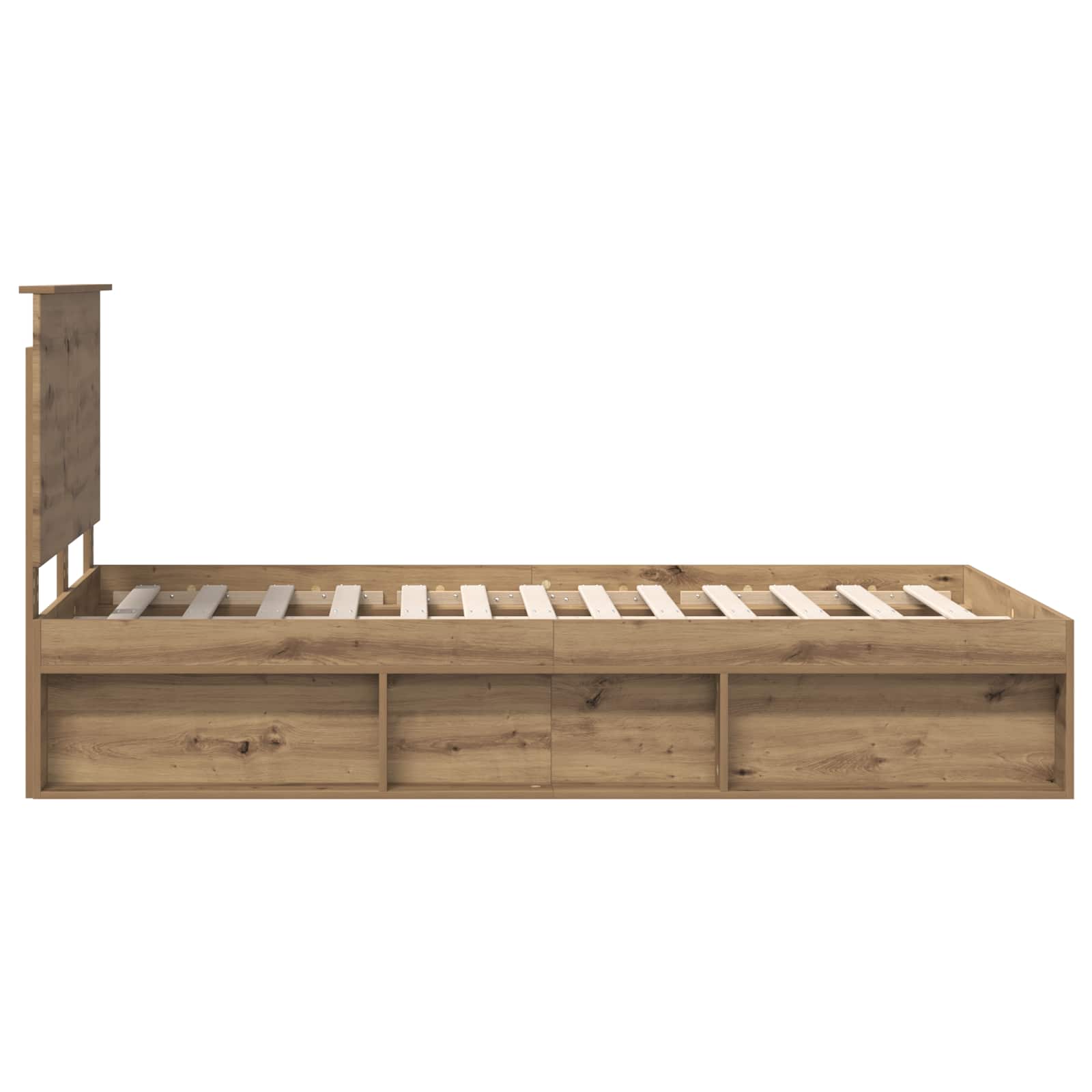 vidaXL Ramka łóżka Dąb rzemieślniczy 135 x 190 cm Lite drewno sosnowe