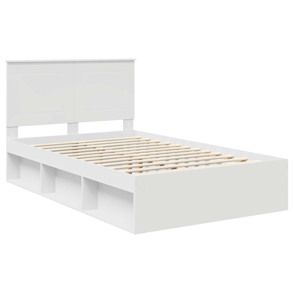 vidaXL Ramka łóżka Z zagłówkiem Biały 120 x 190 cm Lite drewno sosnowe