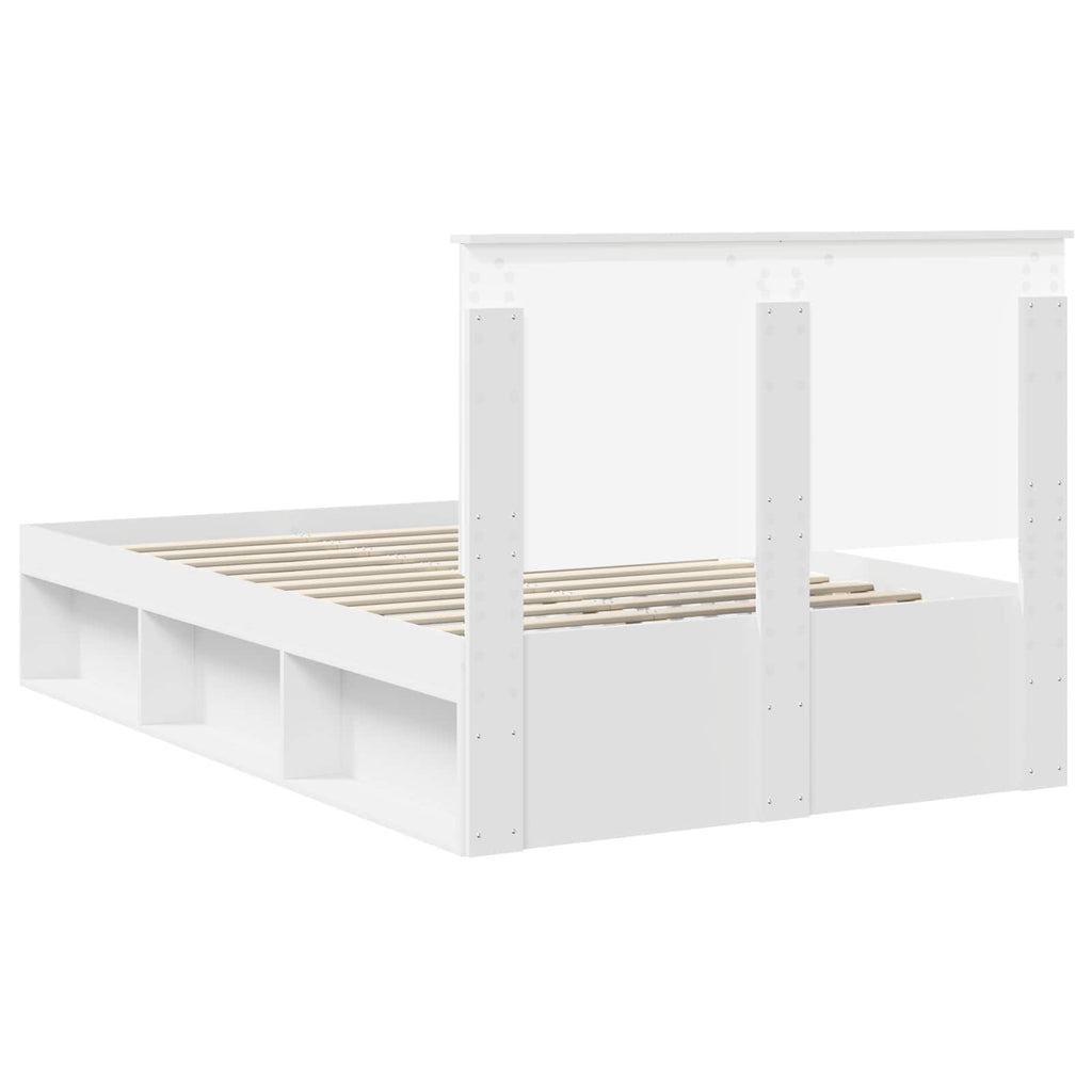 vidaXL Ramka łóżka Z zagłówkiem Biały 120 x 190 cm Lite drewno sosnowe