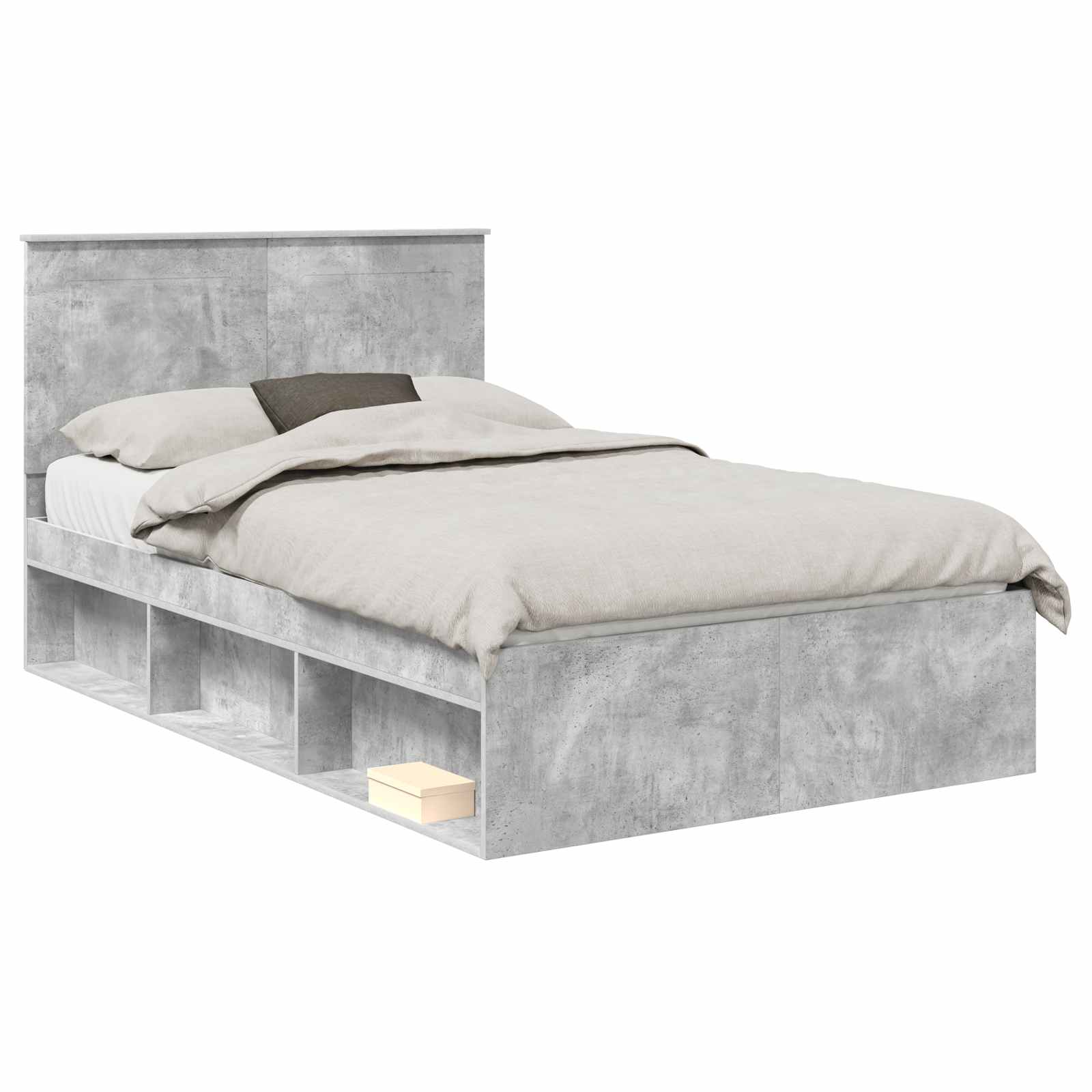 vidaXL Ramka łóżka Betonowy 120 x 190 cm Lite drewno sosnowe