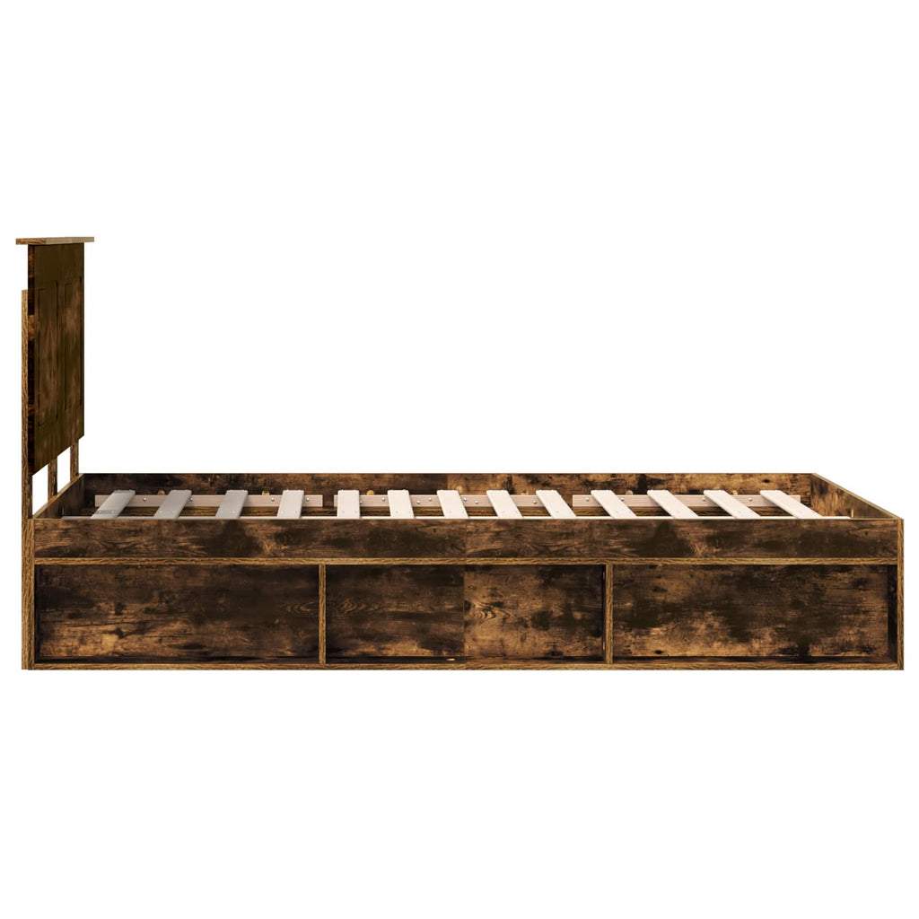 vidaXL Ramka łóżka Dąb wędzony 120 x 190 cm Lite drewno sosnowe