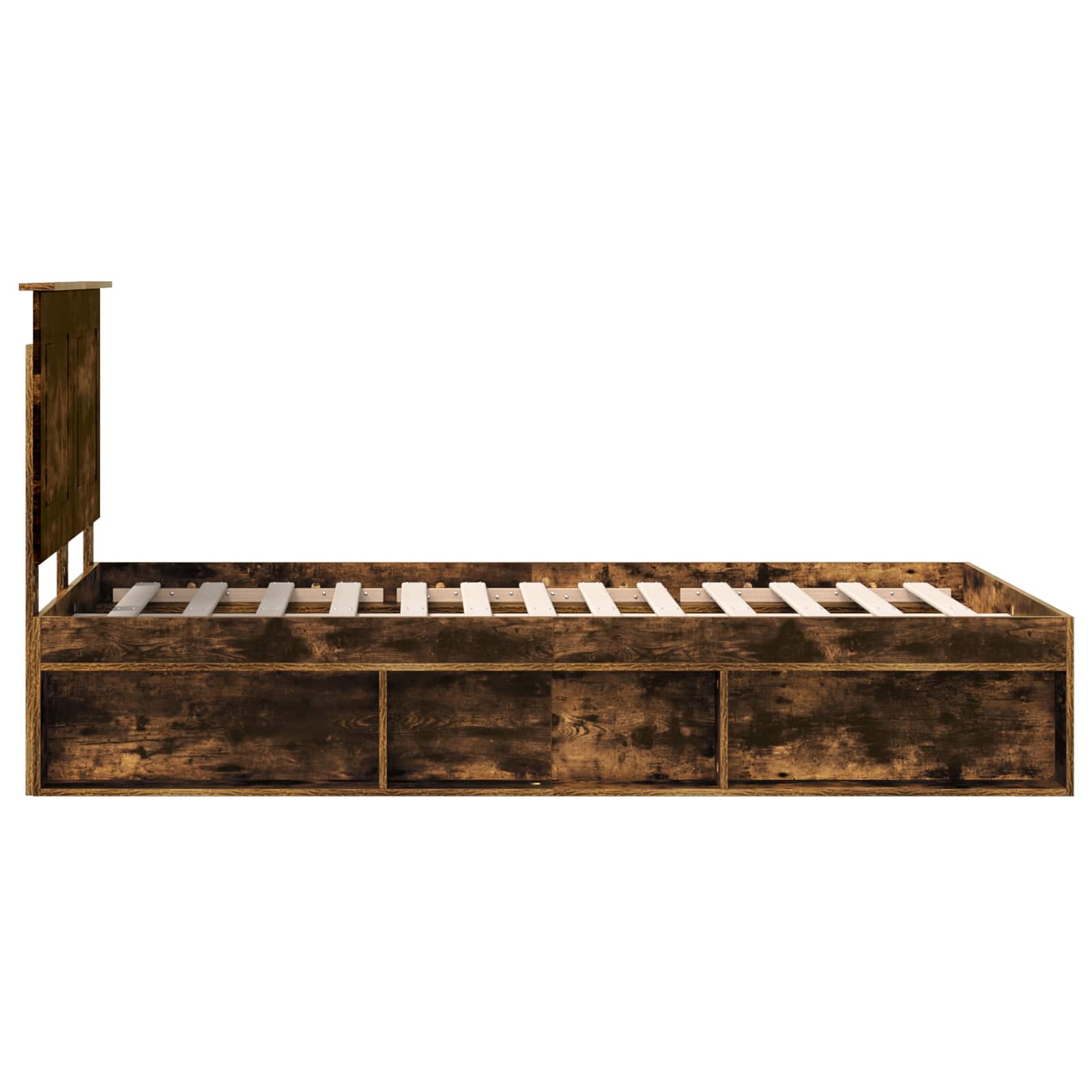 vidaXL Ramka łóżka Dąb wędzony 120 x 190 cm Lite drewno sosnowe