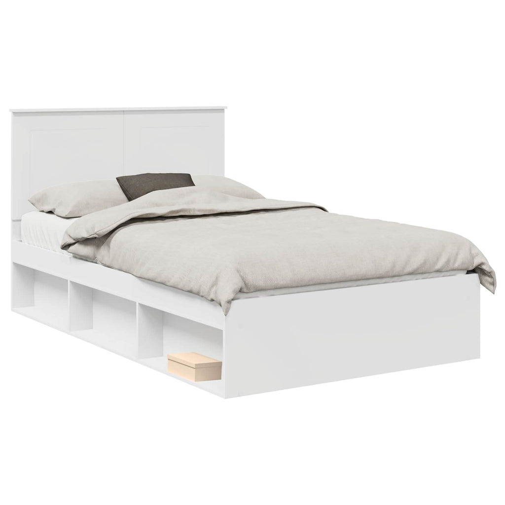 vidaXL Ramka łóżka Z zagłówkiem Biały 120 x 200 cm Lite drewno sosnowe