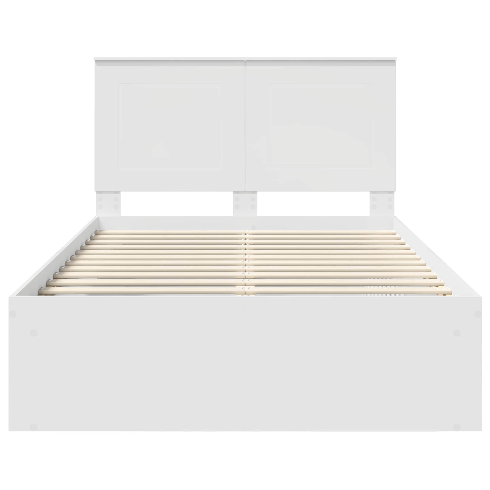 vidaXL Ramka łóżka Z zagłówkiem Biały 120 x 200 cm Lite drewno sosnowe