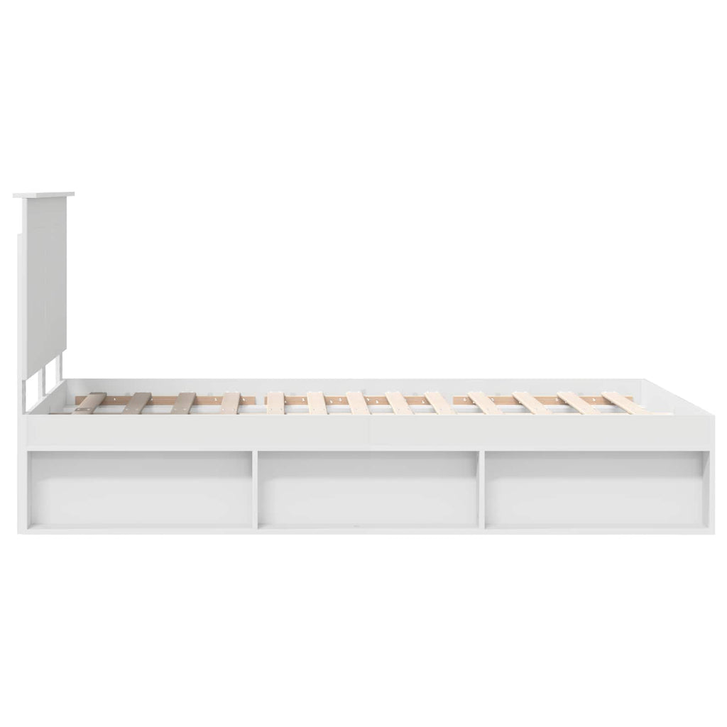 vidaXL Ramka łóżka Z zagłówkiem Biały 120 x 200 cm Lite drewno sosnowe
