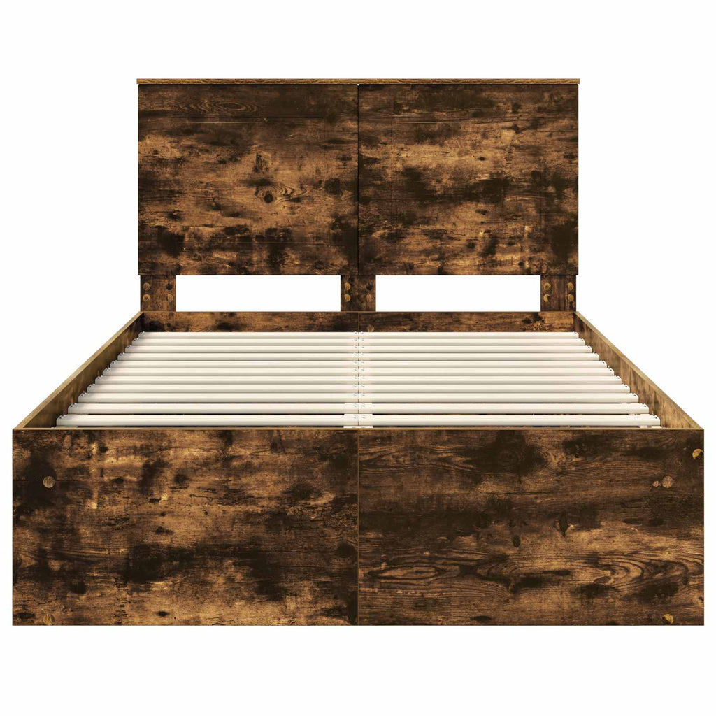 vidaXL Ramka łóżka Dąb wędzony 120 x 200 cm Lite drewno sosnowe