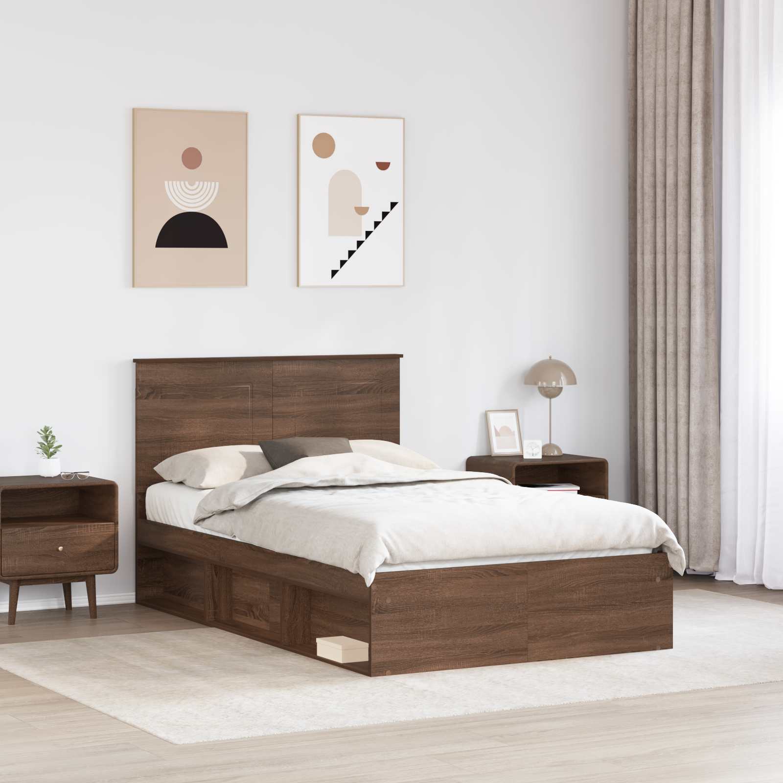 vidaXL Ramka łóżka Brązowy dąb 120 x 200 cm Lite drewno sosnowe
