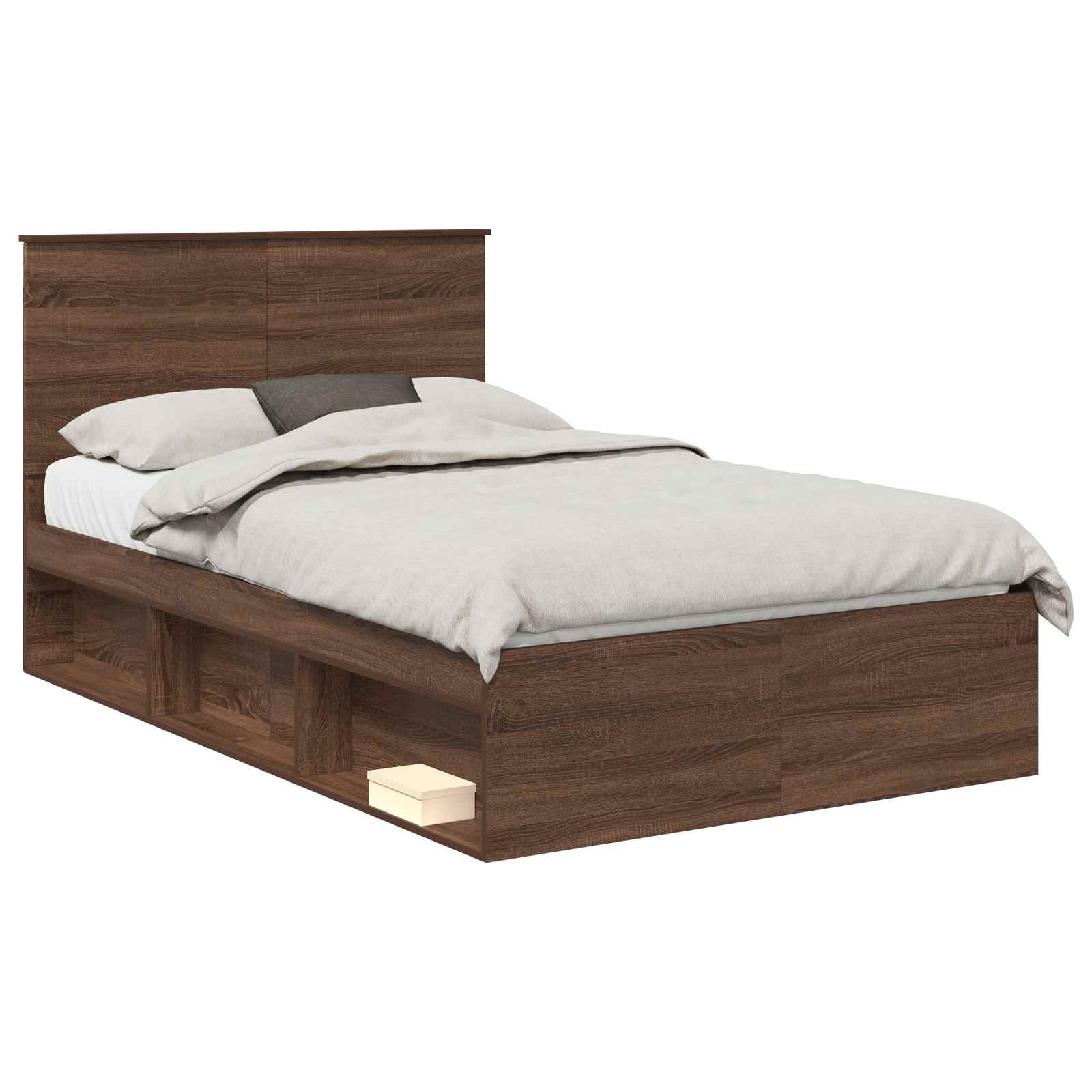vidaXL Ramka łóżka Brązowy dąb 120 x 200 cm Lite drewno sosnowe