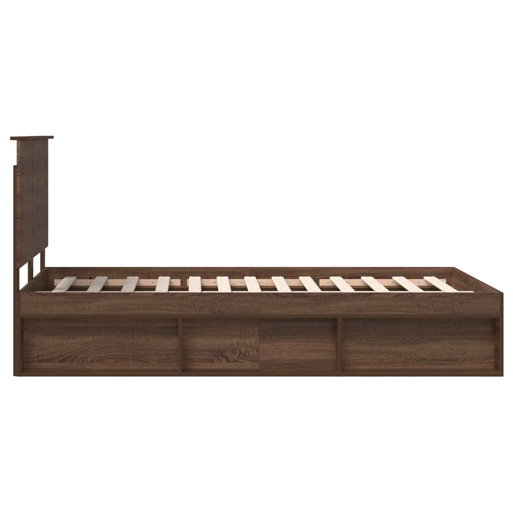 vidaXL Ramka łóżka Brązowy dąb 120 x 200 cm Lite drewno sosnowe