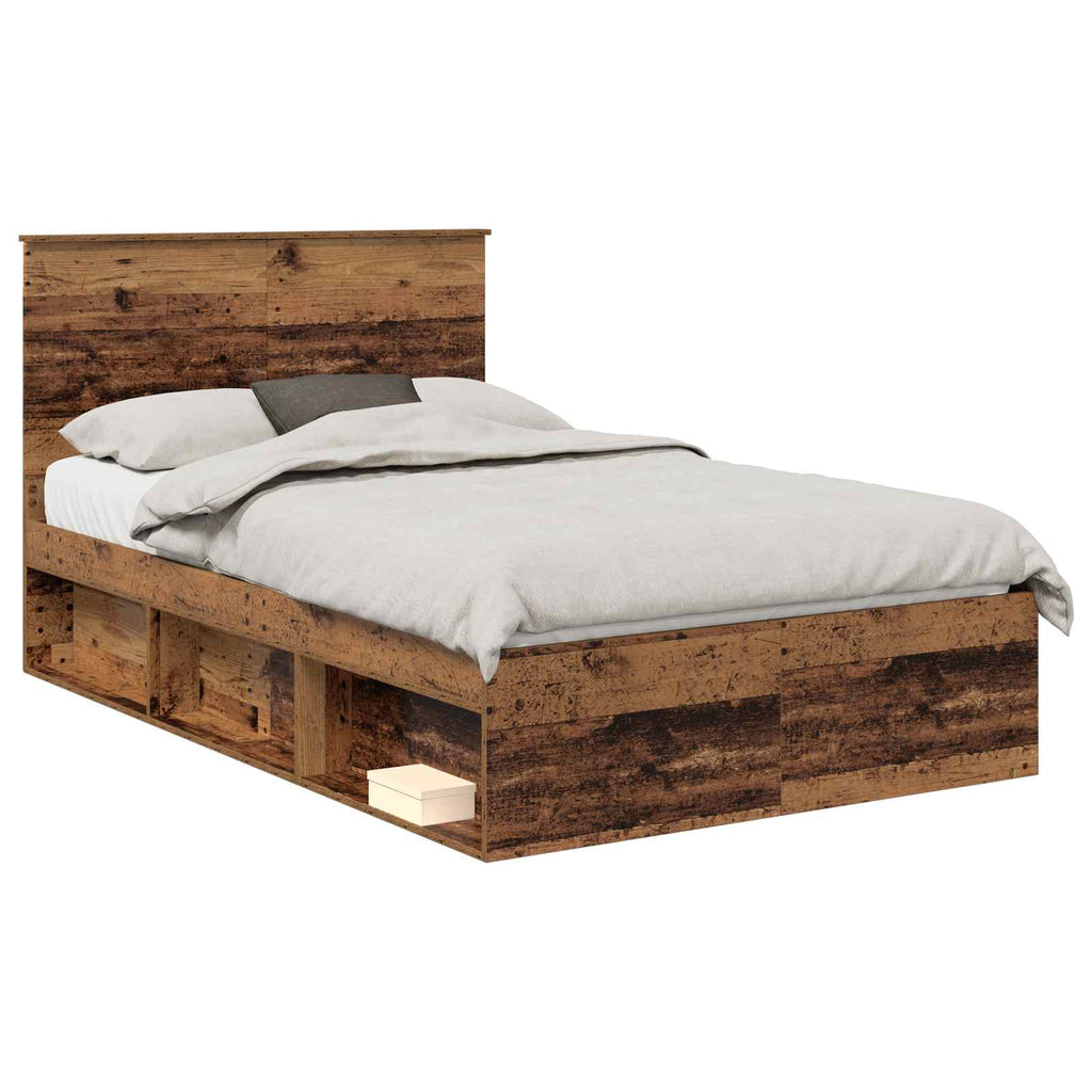vidaXL Ramka łóżka Stare drewno 120 x 200 cm Lite drewno sosnowe