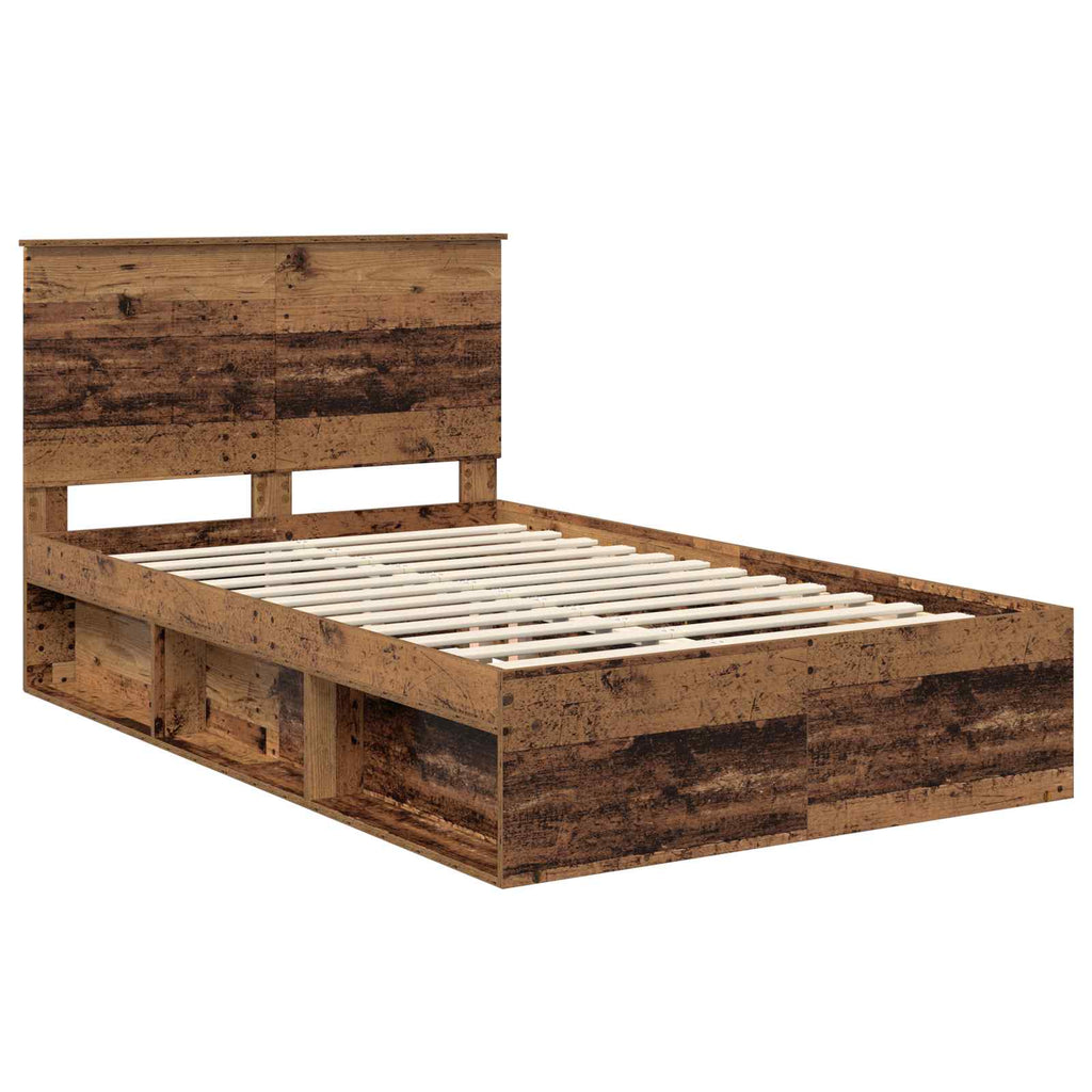 vidaXL Ramka łóżka Stare drewno 120 x 200 cm Lite drewno sosnowe